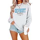 ASTANFY Womens Football Game Day Sweatshirt Football Shirt Crewneck Sweatshirt Long Sleeve Tops