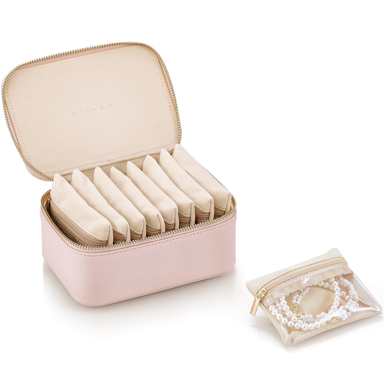Vlando Gifts for Women, Jewelry Box with 8 Velvet Jewelry Bags Travel Jewelry Case for Women Girls Jewelry Organizer Necklace Rings Earrings Bags Gift Ideas for Birthday Bride (Pink) Image Vlando Gifts for Women, Jewelry Box with 8 Velvet Jewelry Bags Travel Jewelry Case for Women Girls Jewelry Organizer Necklace Rings Earrings Bags Gift Ideas for Birthday Bride (Pink) Image