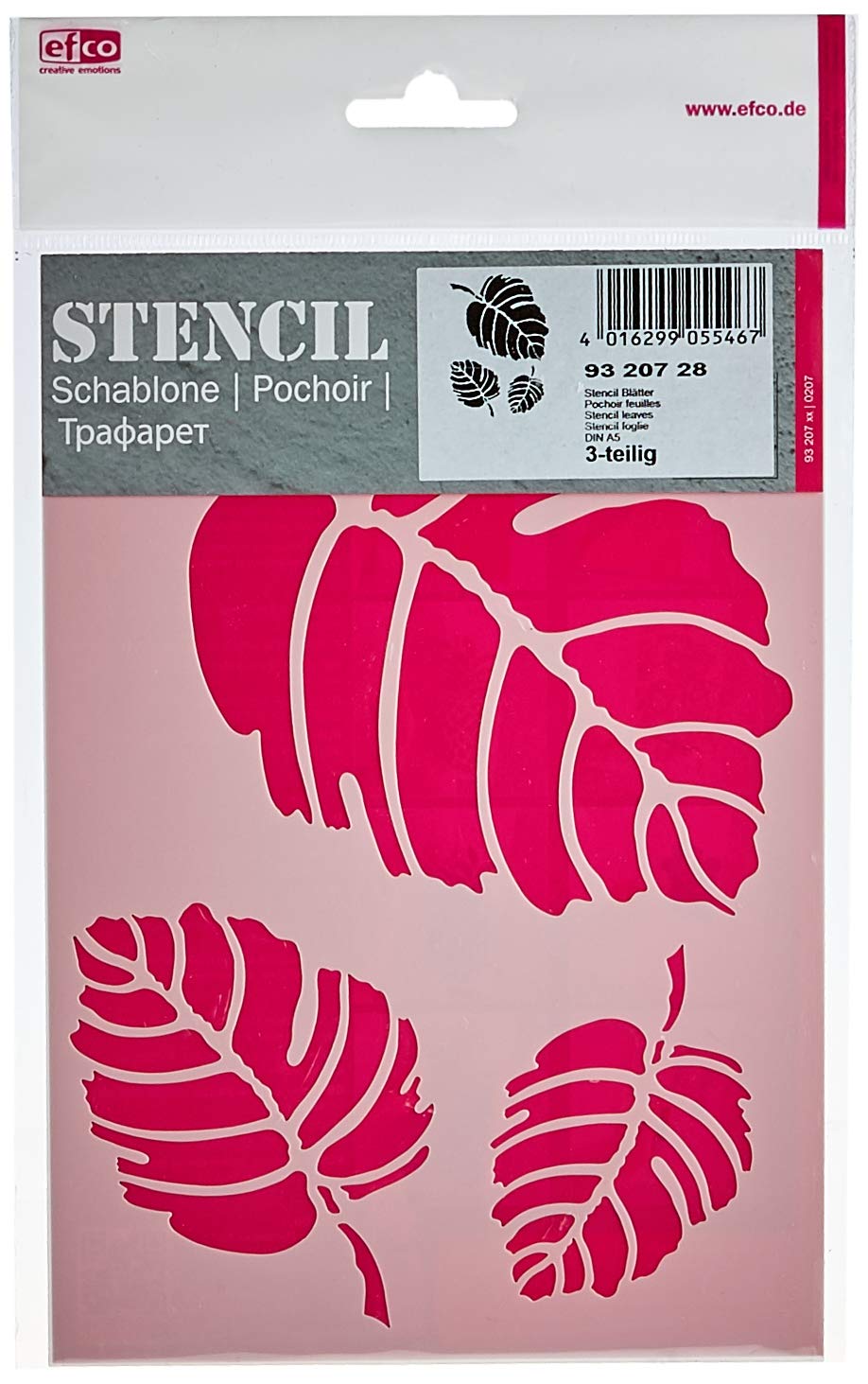 Efco 9320728 Stencil Leaves / 3 Designs DIN A 5, 21 x 15 x 1 cm