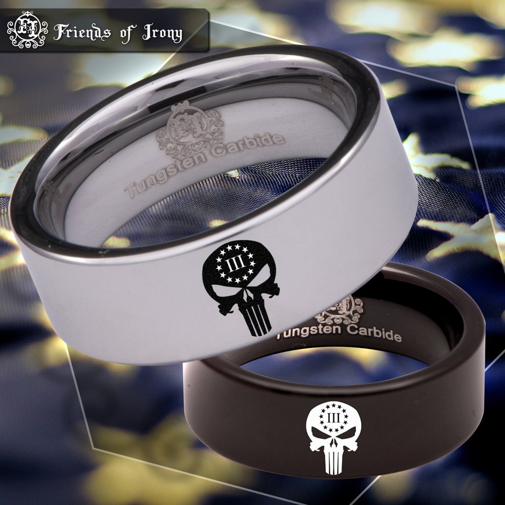 Wedding Band and Anniversary Ring Friends of Irony Three Percenter Skull Ring 8mm Designed Fit for Men and Women Use Size 12.5