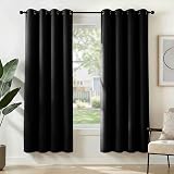 Deconovo Solid Curtains Ring Top Thermal Blackout 140x180 Black 2 Panels
