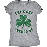Womens Lets Get Lucked Up T Shirt Funny Saint Patricks Day Lucky Drinking Tee