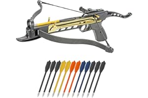KingsArchery Crossbow Pistol Self Cocking 80 LBS with Adjustable Sights, Aluminum Arrow Bolts, and Safety Feature