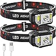 Headlamp Rechargeable,JNDFOFC 1200 Lumen Super Bright Motion Sensor LED Head Lamp flashlight, 2 PACK Waterproof Headlight with White Red Light,14 Modes Head Lights for Outdoor Camping Fishing Running