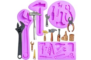 ACVCATTO Hand Hardware Tools Molds for Chocolate Fondant Silicone Molds, Mini Pliers Construction Tools Cake Decorating Molds (4 Pcs) for Cookies Marzipan Candy Chewing Gum Clay Resin Soap