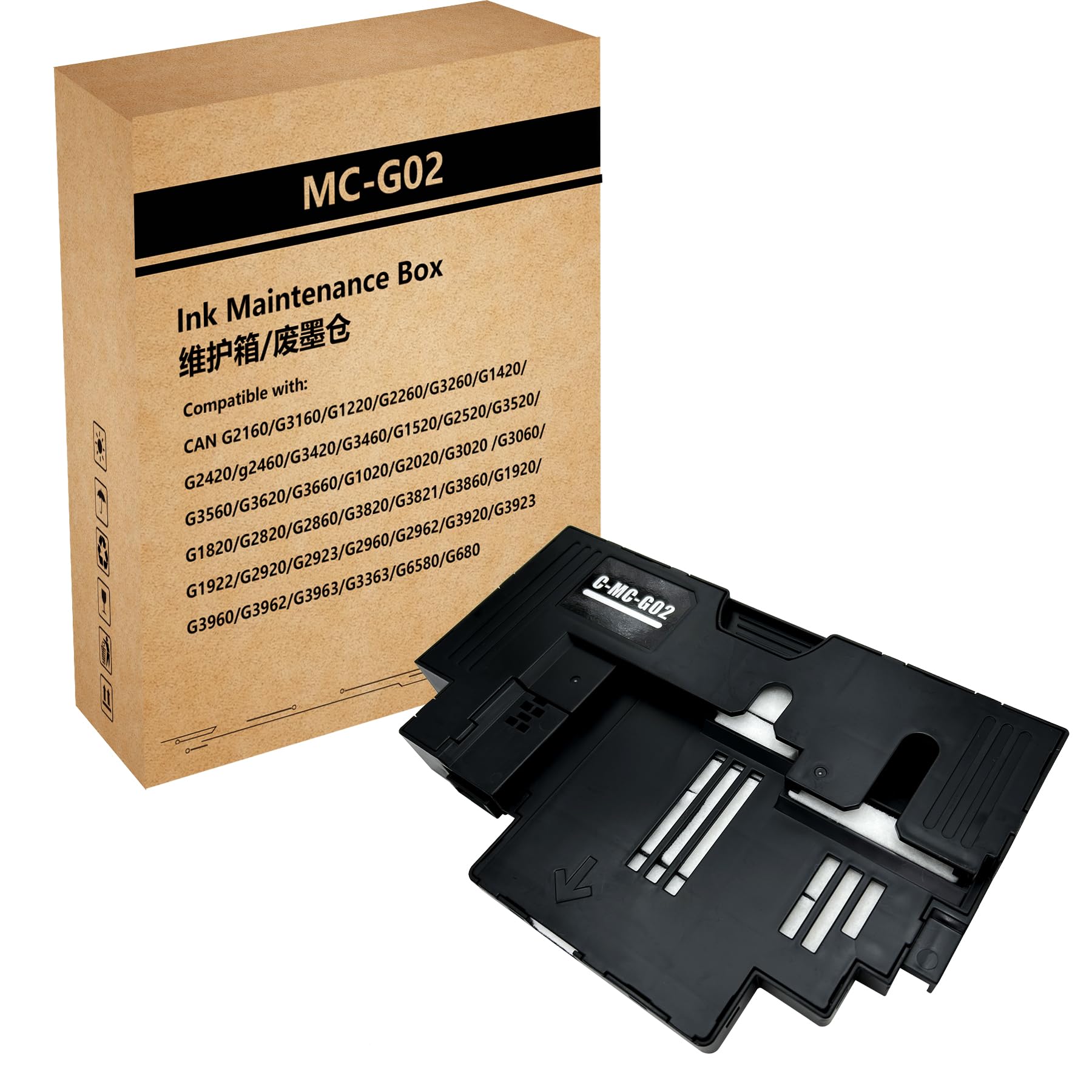 HEMEINY MC-G02 Ink Maintenance Cartridge Compatible with PIXMA G1520 G2520 G2560 G3520 G3560 G1220 G2260 G3260 G2160 G3160 Printer,G02 Ink Maintenance Box