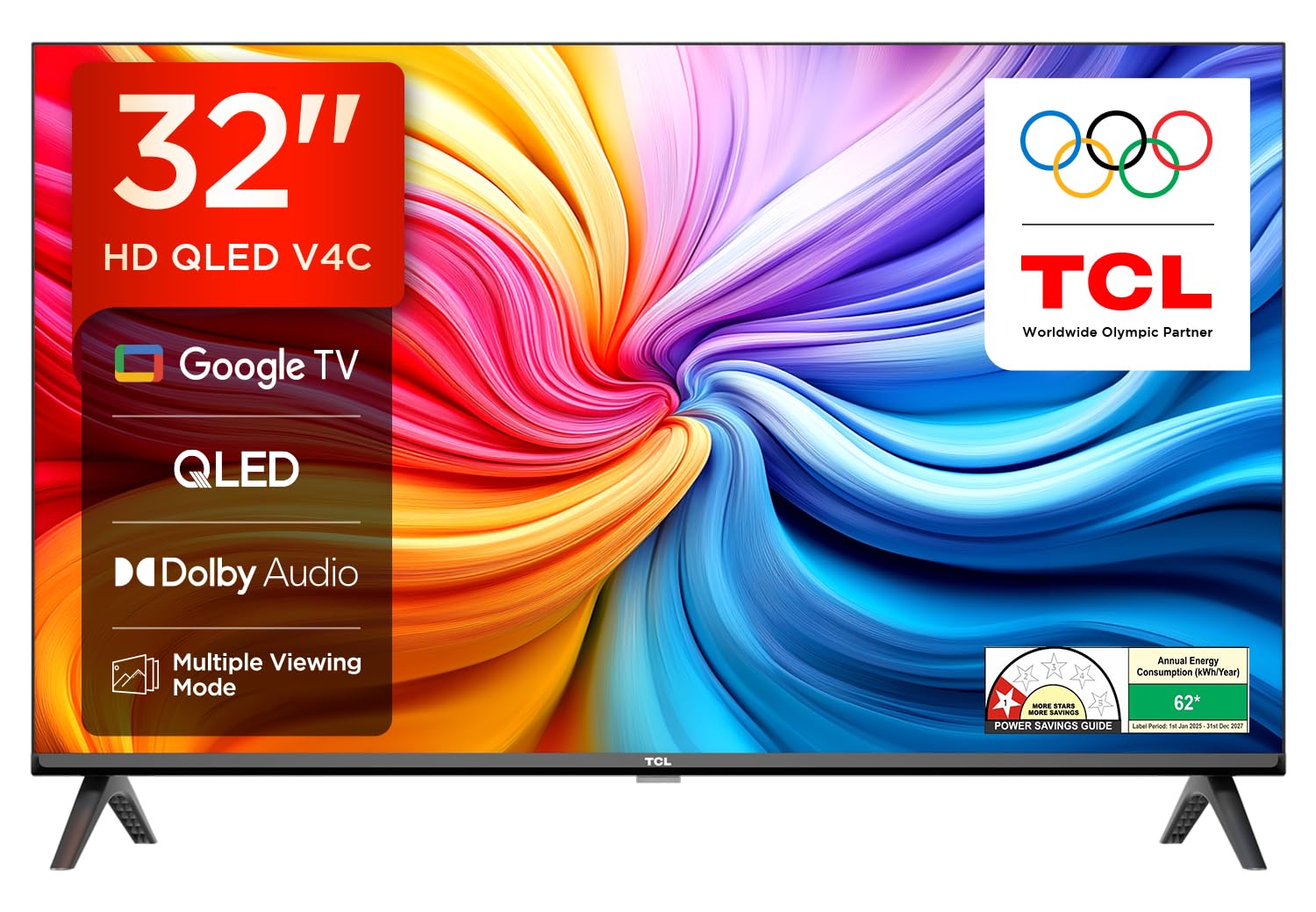 TCL 80 cms (32 inches) V4C Series HD Ready Smart QLED Google TV 32V4C