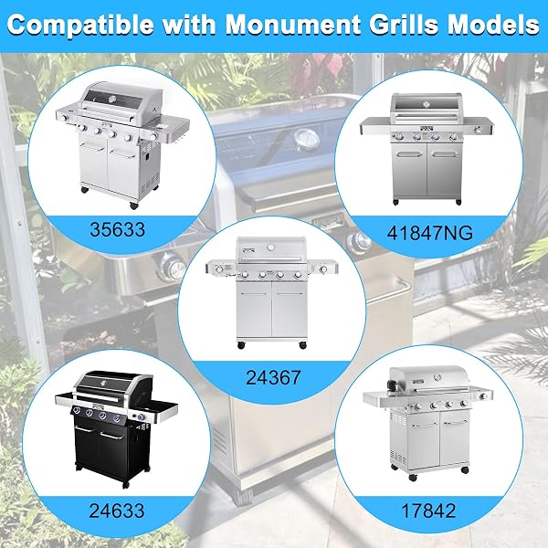 ADVIACE REPLACEMENT PARTS FOR MONUMENT GRILL 35633 41847NG 24367 24633 17842, A0212804 COOKING GRID A0212926 MAIN BURNER D010012307 FLAME TAMER IGNITER FOR 35633 MONUMENT GRILL 4-BURNER GRILL
