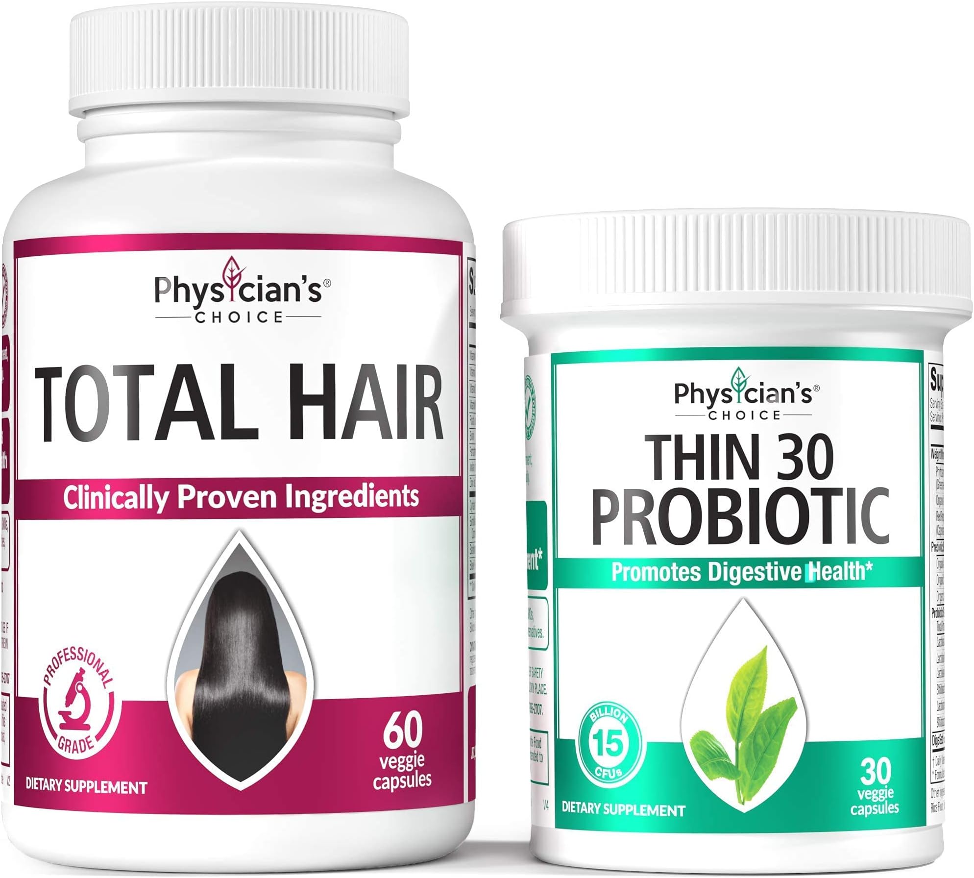 Hair Growth Vitamins (Clinically Proven Ingredients) + Probiotics for Women - Detox Cleanse & Weight Loss Support