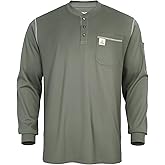 VANLENS FR Shirts for Men Flame Resistant Shirt 5.5oz 100% Cotton Light Weight CAT2 Fire Retardant Henley Shirts