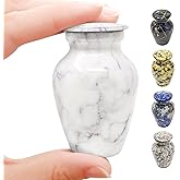 Small Keepsake Urn for Human Ashes 3 Inch – Elegant Marble Finish – Mini Cremation Urn for Sharing – Aluminum Memorial with Secure Lid, Velvet Bag and Funnel Included - White Marble Finish