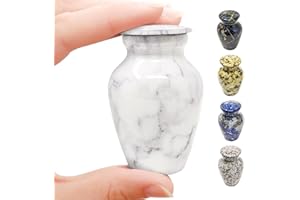 KC KATIE COLLECTION BY URNSELLER Elegant Marble Style Small Keepsake Urns – Metal Little Mini Urn for Human Ashes – Secure Screw Top – Small Personal Size – Carrara White Finish