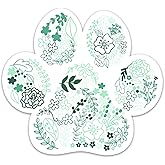 (3PCs) Flower Dog Paw Sticker, Green Floral Paw Decals Waterproof Vinyl Stickers for Laptop Water Bottle Tumbler Notebook Scrapbook Phone Case, Cute Dog Lovers Stickers (3 Inches)