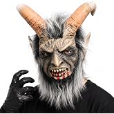 Goat Demon Mask for Adults, Scary Latex Full Head Halloween Horror Costume | Devil Mask for Men, Bloody Mouth Monster, Animal Mask for Cosplay, Masquerade, Haunted House, Carnival Party and Prank Prop