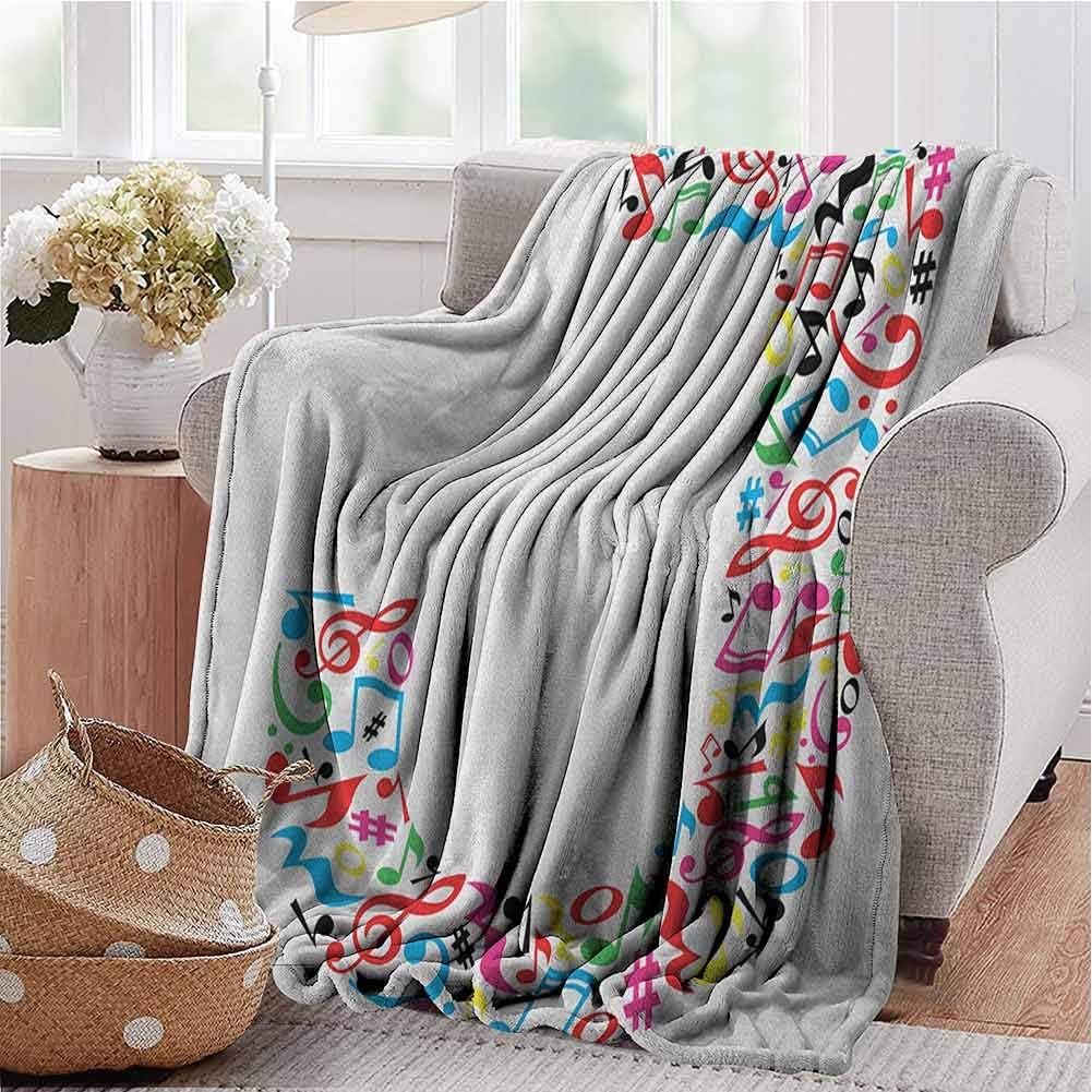 Letter J Soft Light Weight Blanket J Typography in Artful Design Musical Notes Graphic Style ABC Font Language Theme Soft Luxury Large Super Soft Blanket Multicolor W70 x L60 Inch