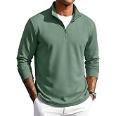 COOFANDY Men Quarter Zip Pullover Sweatshirts Long Sleeve Mock Neck Sweater | 1/4 Closure, Half-Opening, Quilted Texture, Fleece, Stand-up Collar, Business Casual, Golfing, Thermal, Ribbed Cuffs
