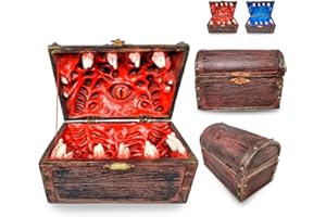 Power Beast Dungeon Mimic Chest Dice Storage Box with Glass Eye, Miniatures and Dungeons and Dragons Accessories, D&D Gift, DND, Dungeon Master, Holds up to 5 Sets of Polyhedral Dice. RPG Game. (RED)