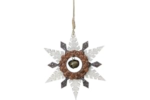 Northlight Snowflake with Jingle Bell Wooden Christmas Ornament - 6" - Brown and Beige