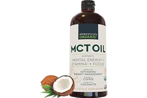 Viva Naturals Organic MCT Oil, 32 fl oz – MCT Oil for Coffee, USDA Organic, Non-GMO, Paleo Certified & Keto Friendly, Supports Energy & Mental Clarity