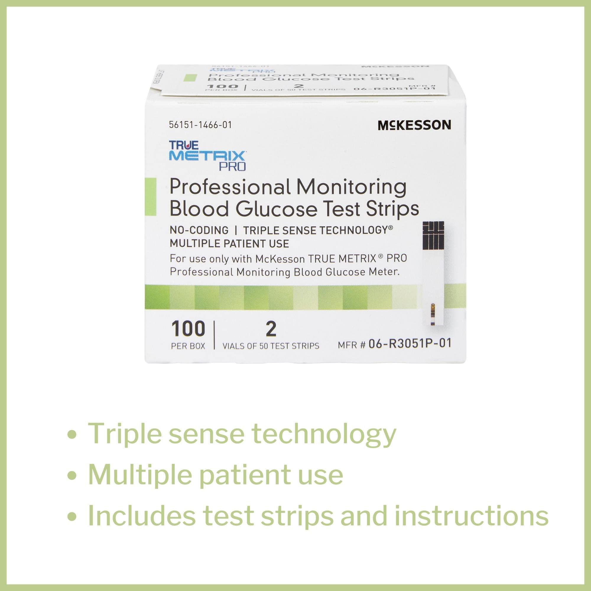 McKesson True METRIX Blood Glucose Test Strips for Diabetes Professional Monitoring System, Multiple Patient Use (100 Count (Pack of 1))