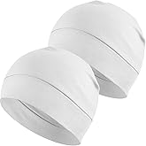 Headshion 100% Cotton Skull Caps Beanie Sleeping Hats for Men Women | Lightweight, Soft & Breathable Skully Head Cover, Helmet Liner for Cycling & Running, Wicking CPAP Chemo Bald Nightcap
