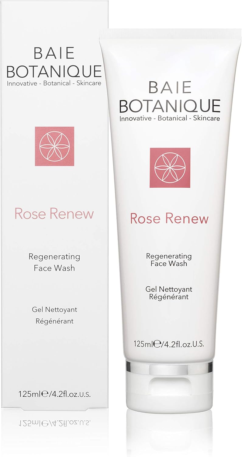 Organic Daily Face Wash Gel, Rose & Aloe Facial Cleanser, 100% Natural & Vegan, Paraben & SLS Free