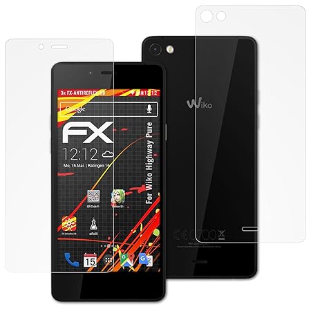 atFolix Schutzfolie kompatibel mit Wiko Highway Pure Displayschutzfolie, HD-Entspiegelung FX Folie (3er Set)