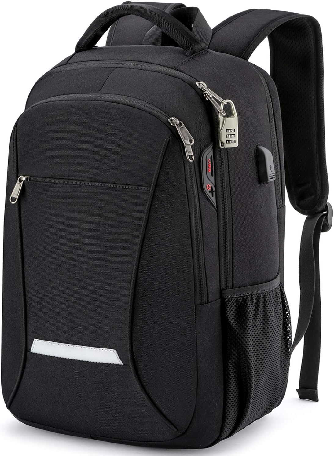 Backpack for Men,Travel Laptop Backpack with USB Charging/Headphone Port,Durable Water Resistant College School Backpack Laptop Bag for Women Fits 15.6 Inch Computer and Notebook,Black