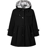 Betusline Girls' Dress Coat, Kids Hoodie Wool Blend Coats Fall Winter Outerwear Peacoat,2-14 Years