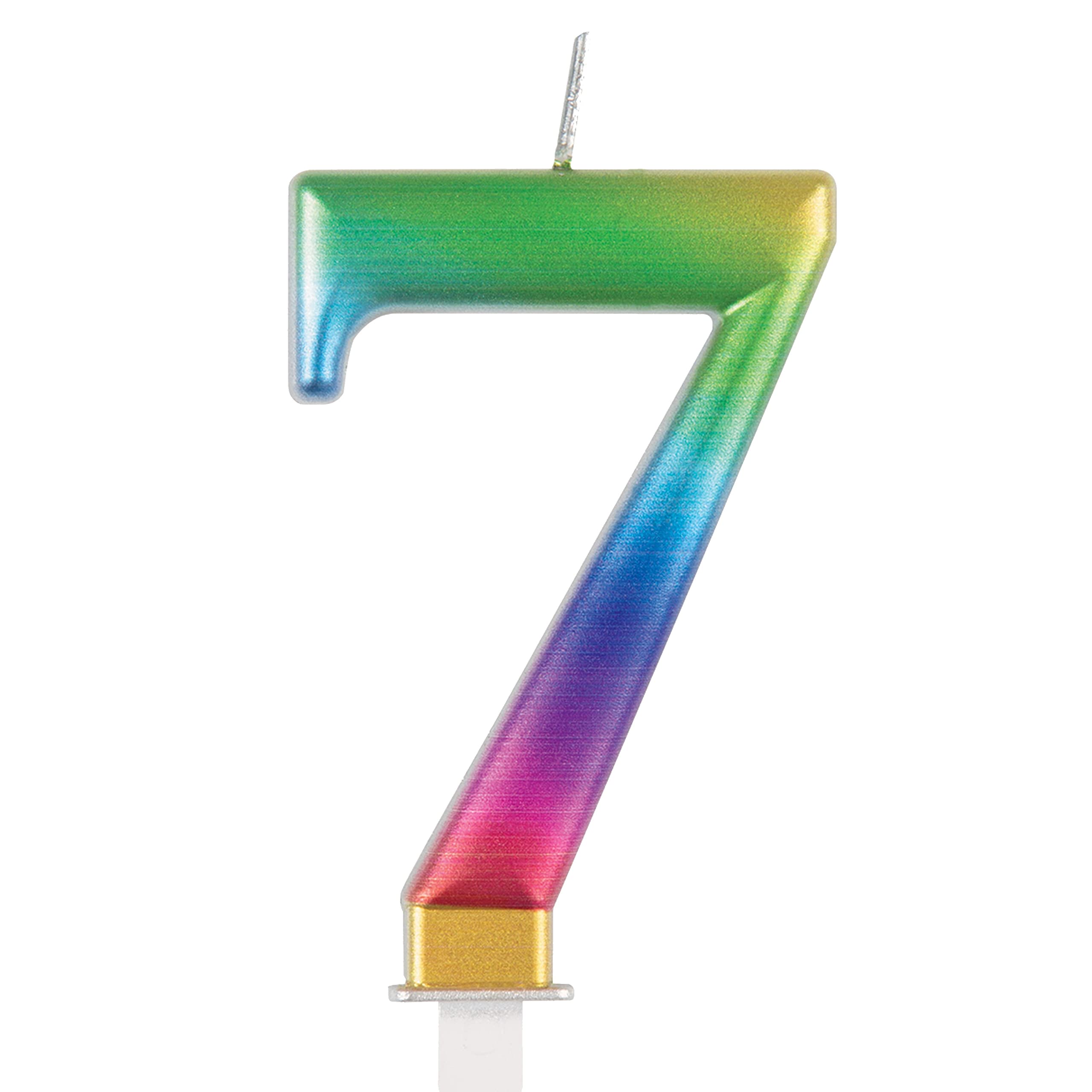 Metallic Rainbow Number 7 Birthday Candle - Vibrant 3D Topper for Cakes & Desserts - Perfect for Kids' & Adults' Parties - 1 Pc