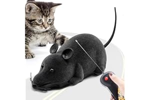 Aerbee Remote Control Rat Toy, Electronic RC Mouse Toy Emulation Flocking Rat Toy Interactive Cat Toys Pet Toys Funny Wireles