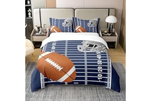 Castle Fairy Cotton Retro Navy Football Field Duvet Cover Full Size,American Sport Football Watercolor Rugby Helmet Comforter Cover for Teens Youth,Sports Game Lover Super Soft Bedding(Not Comforter)