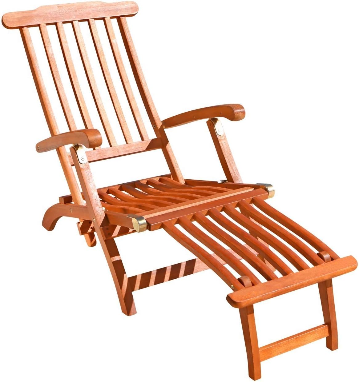 Lounge Chair Folding Recliner Outdoor Wood Pool Patio Beach Yard Lounger Summer: Kitchen & Dining