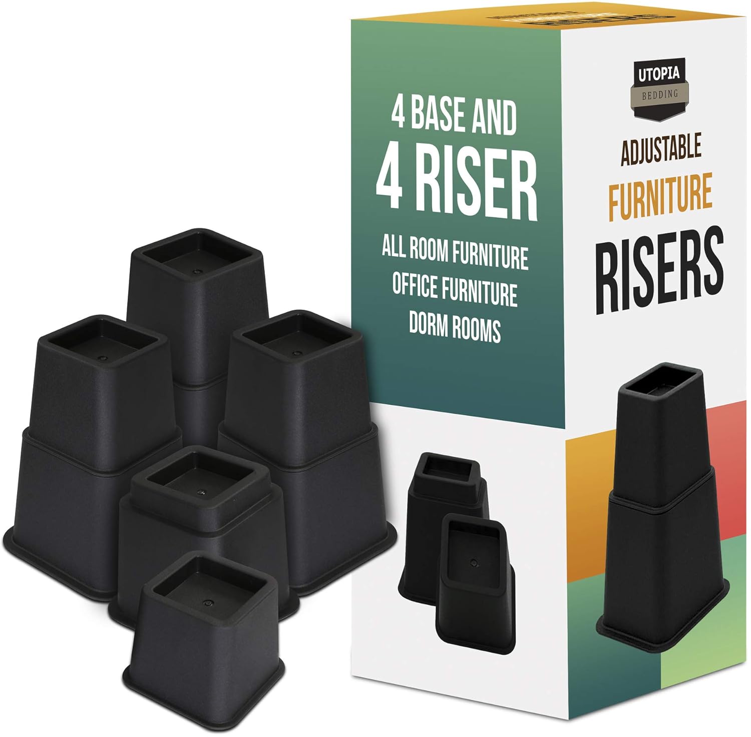 Utopia Bedding Adjustable Bed Furniture Risers 3, 5 or 8 Inch Heavy