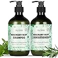 Rosemary Mint Strengthening Anti Hair Loss Shampoo and Conditioner Sets Provide Nourishment Reduce Frizz and Add Shine for All Hair Types, Hair Growth Shampoo and Conditioner Pack,2 Pack