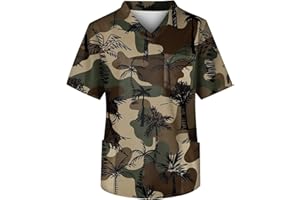 Scrubs for Men Mens Scrubs Tops Plus Size V Ncek Solid Color Short Sleeve Printed Professionals Nurse Pocket Work Uniform