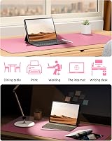 YSAGi Leather Desk Mat Large 60x35 cm Non-Slip Waterproof Pink view 6