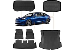 Bomely Floor Mats Compatible with 2021 2022 2023 Tesla Model 3 Cargo Mat Trunk Mats Frunk Mat TPE Storage Mat Cargo Liners All Weather Tesla Model 3 Accessories (Set of 6 Mats 2021+)