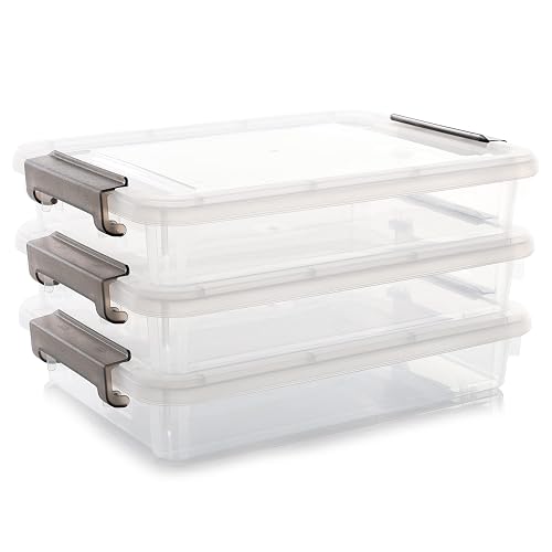Citylife 3 PCS Plastic Storage Bins with Latching Lids Portable Project ...