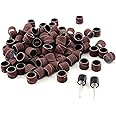 TMAX 100 pc 1/2 Inch Sand Drum Grit 60 Coarse with 2 pc 1/8 Inch Mandrel for Dremel Rotary Tools