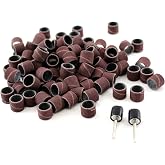 TMAX 100p 1/2" Grit 60 Coarse Sand Drum w 2p Mandrel for Dremel Rotary Tool | Drum Sander Sanding Sleeves With Rubber Mandrel | 1/8" Shank |Removing Rough Rpots, Rounding Edges, Precision Work