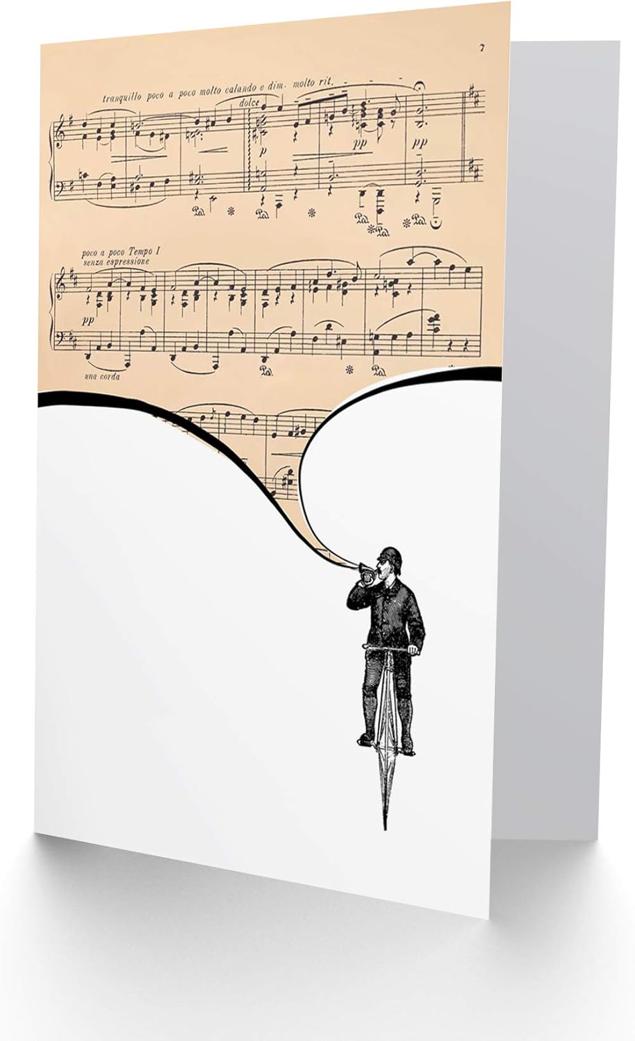 Wee Blue Coo GREETINGS CARD BIRTHDAY GIFT SHEET MUSIC TRUMPET PLAYER BICYCLE, 17.5 x 12.5 cm - Image 3
