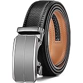 GAEKEAO Mens Belt Leather Micro-Adjust Buckle Ratchet Belts for Men Dress Casual to Formal Trim to Fit with Gift Box (35mm)