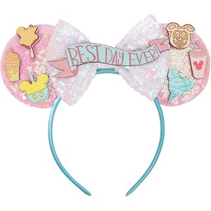 Doublemiss Mouse Ears Bow Headbands for Women Sequin Glitter Headwear Party Princess Decoration Cosplay Costume