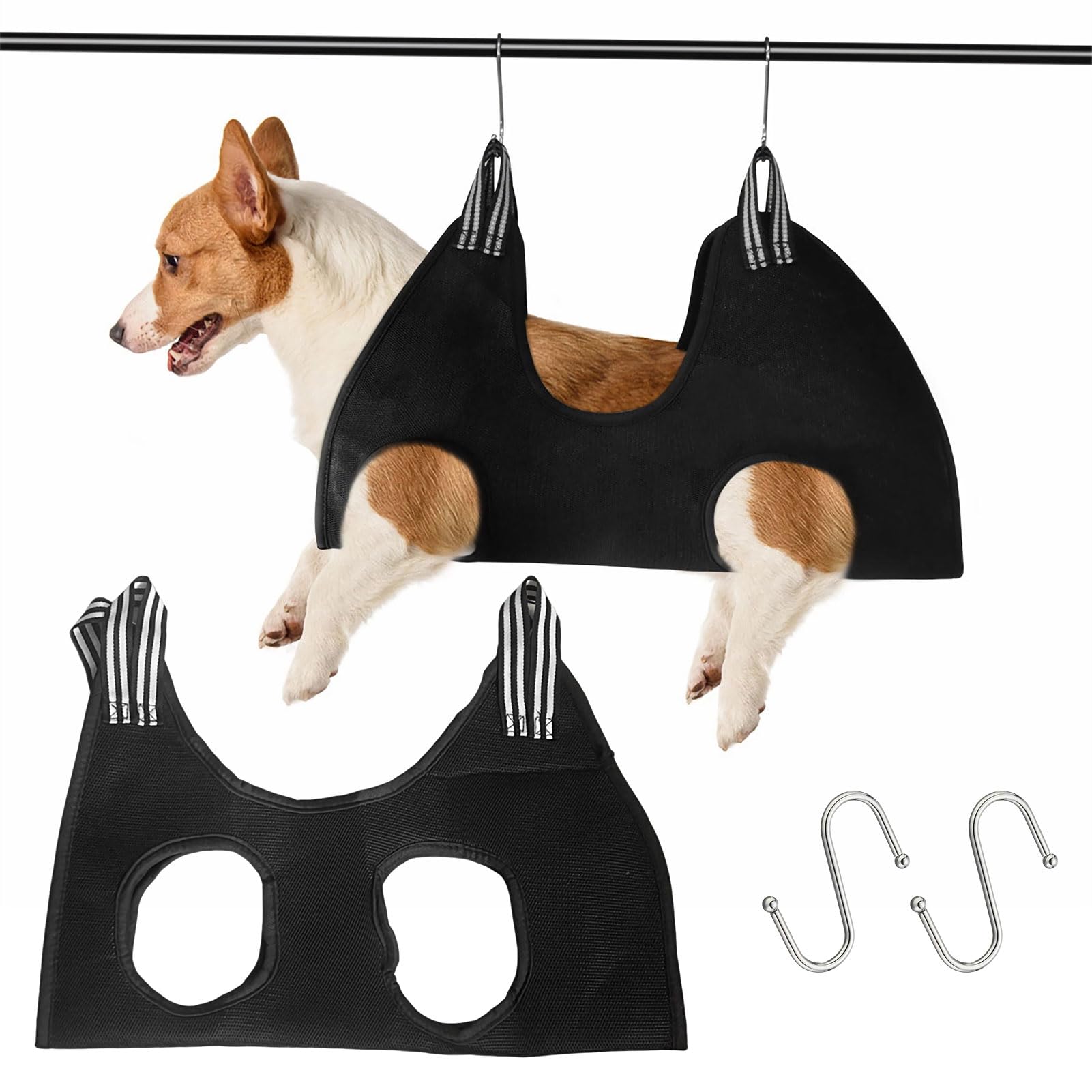 Dog Grooming Hammock, Dog Cat Grooming Harness Sling for Small Pet Nail Cutting, Bathing, Claw Care, Ears Care Washing (Black)