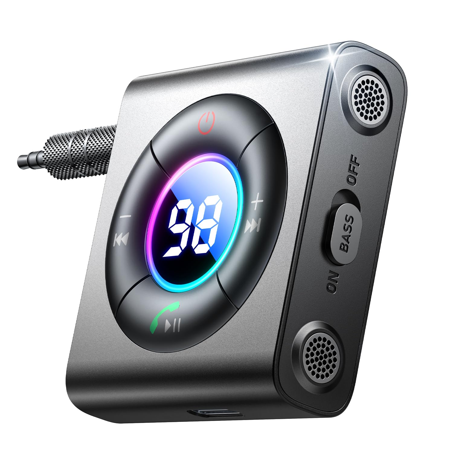 Photo 1 of JOYROOM Bluetooth 5.4 Car Adapter [Dual Mics & HiFi Deep Bass Sound] [Noise Cancelling & Battery Life Display] Bluetooth Receiver for Car Music/Hands-Free Calling, 26H Battery Life, 2024 Upgrade