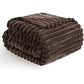 Vessia Flannel Fleece Throw Blanket for Couch,Sofa,Bed, 300GSM Striped Brown Throw Blanket for Adults and Kids, Super Soft Warm Cozy Lightweight Home Decor for All-Season(50x70inch)