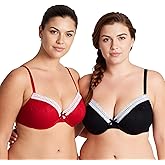 Curve Muse Womens Plus Size Lightly Padded Underwire Lace Balconette Contour Bra