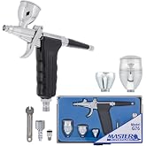 Master Airbrush Model G76 Pistol Trigger Fixed Dual-Action Airbrush | Multi-Purpose, 0.3 mm Tip, 3 Sizes of Gravity Feed Fluid Cups - User Friendly, Versatile Set Kit - Auto Graphics, Art, Hobby,
