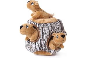 Laifug Hidden Squirrel Plush Dog Toy， Interactive Squeaky Dog Toy Hide and Seek, L